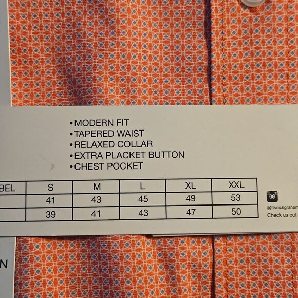 Nick Graham Mens Performance Stretch Sport Shirt Modern Fit S Orange - Picture 4 of 10